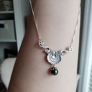 Mermaid Clam And Tahitian Pearl .925 Necklace
